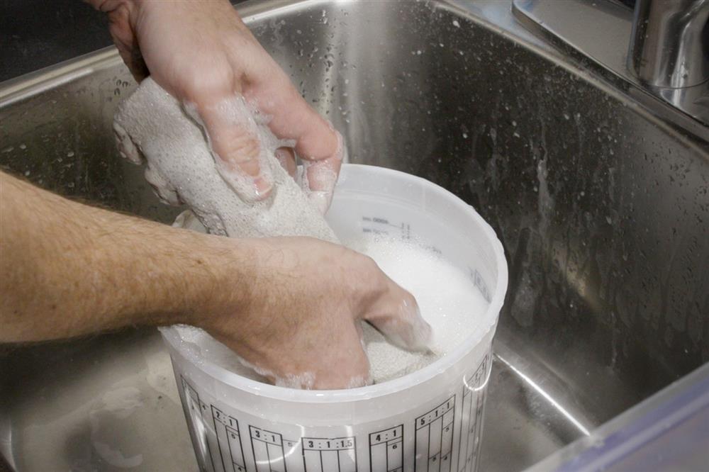 cleaning in bucket